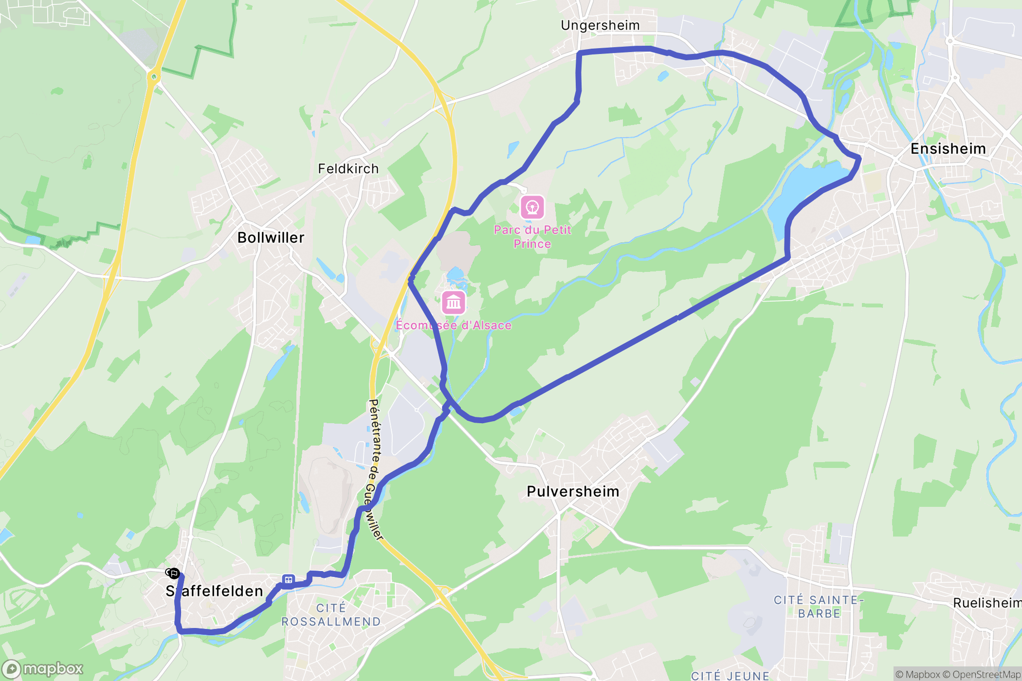 Staffelfelden : carte du parcours de randonnée - France