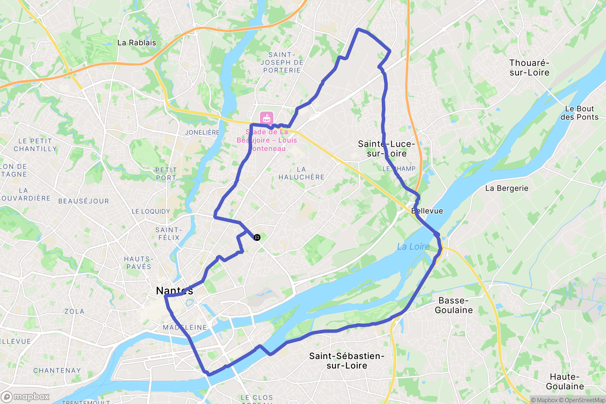 Nantes : carte du parcours de randonnée - France
