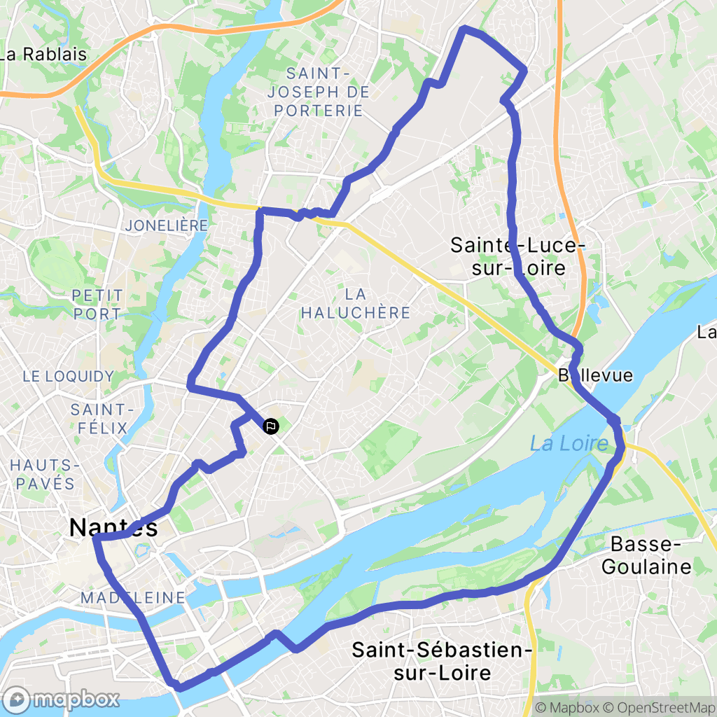 Nantes : carte du parcours de randonnée - France