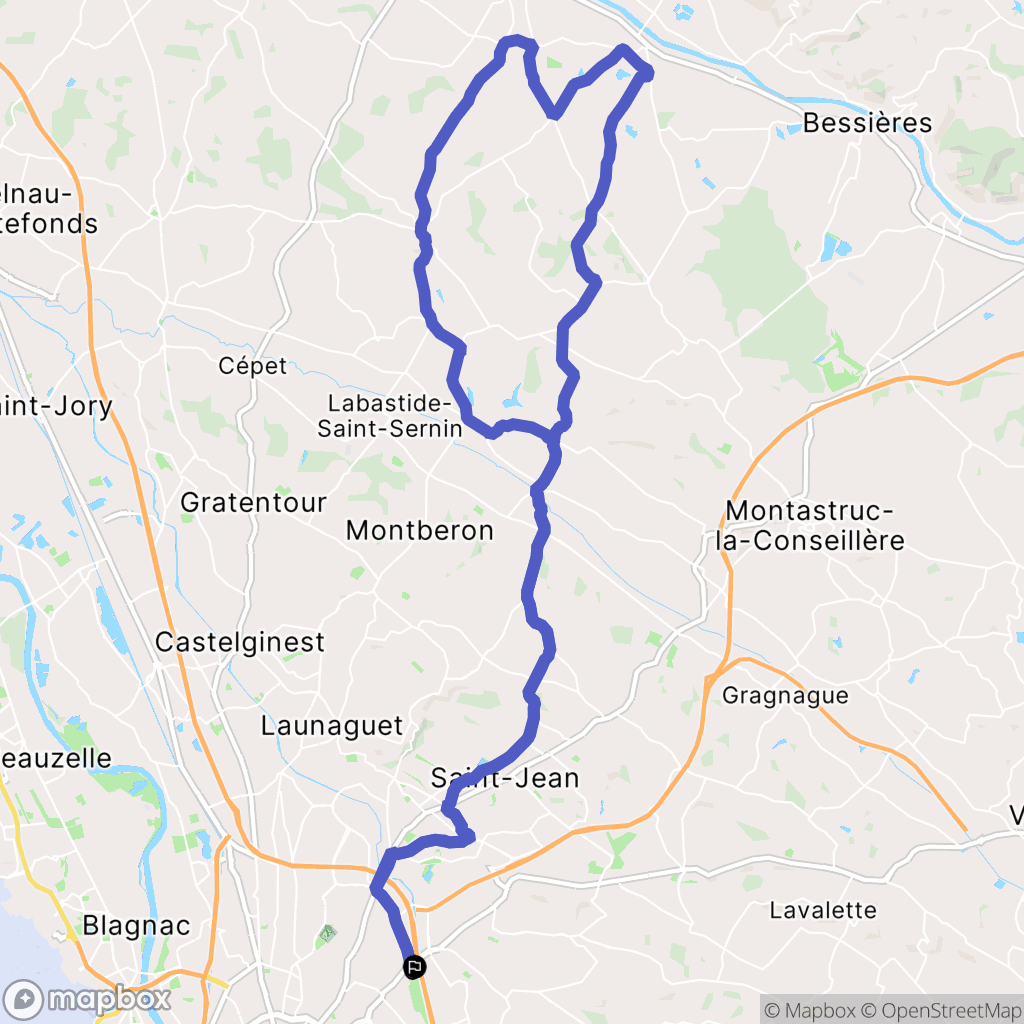 Toulouse : carte du parcours de randonnée - France