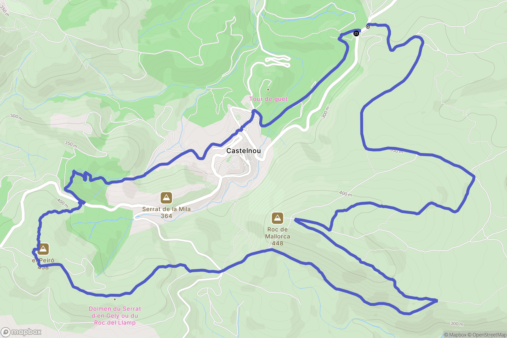 Castelnou : carte du parcours de randonnée - France