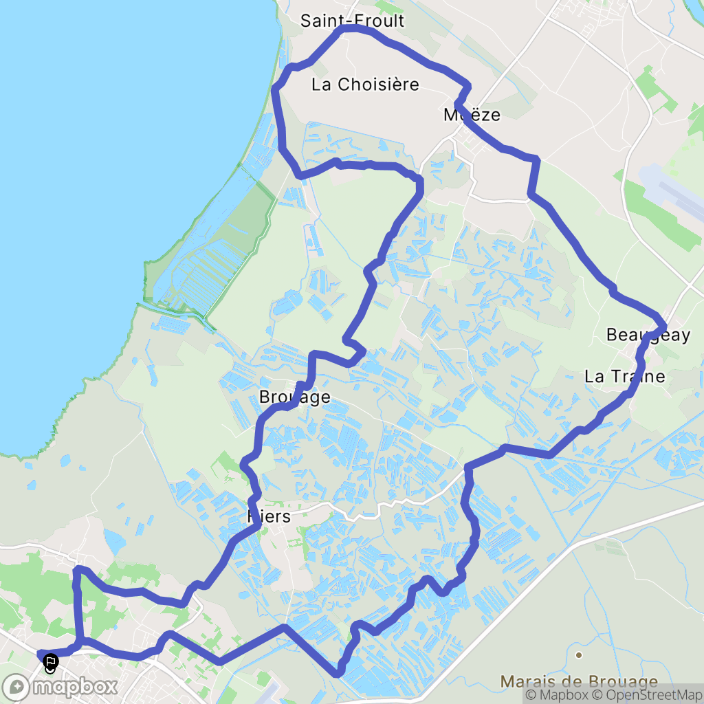 Marennes-Hiers-Brouage : carte du parcours de randonnée - France