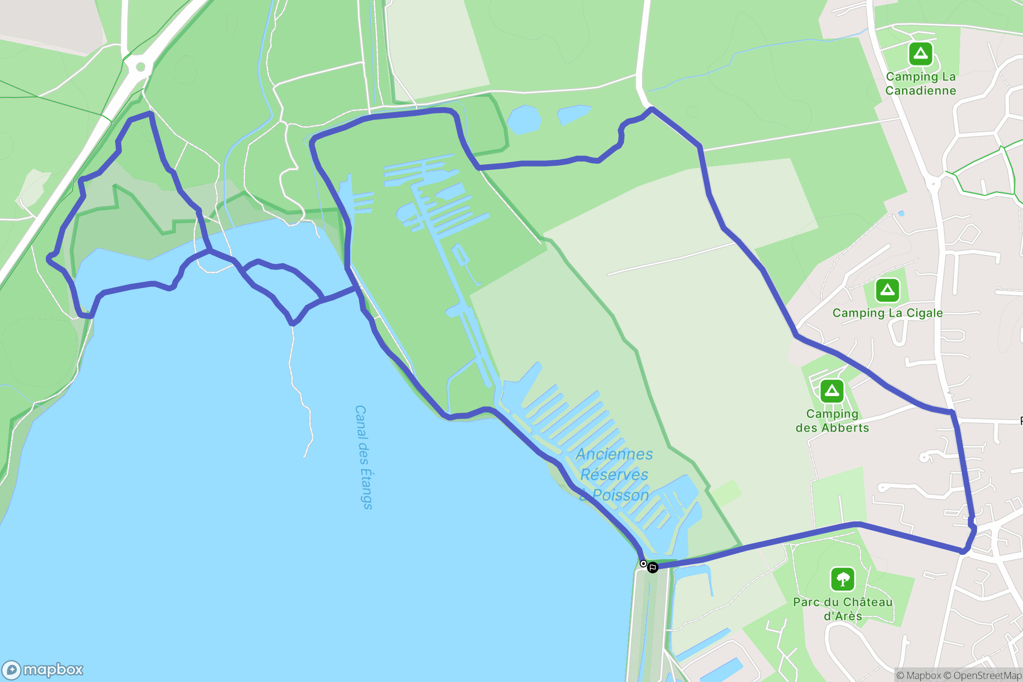 Arès : carte du parcours de randonnée - France