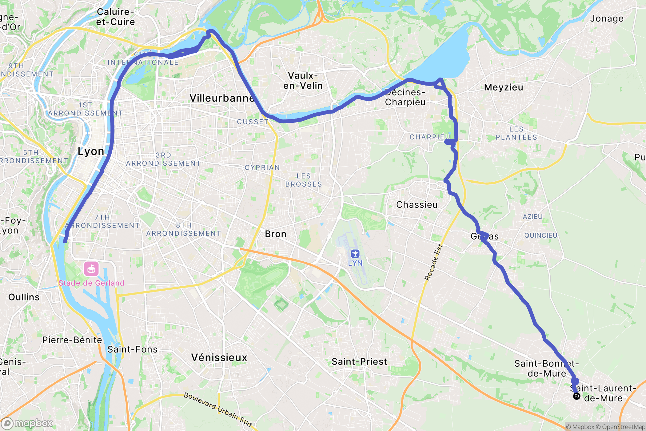 Saint-Laurent-de-Mure : carte du parcours de randonnée - France