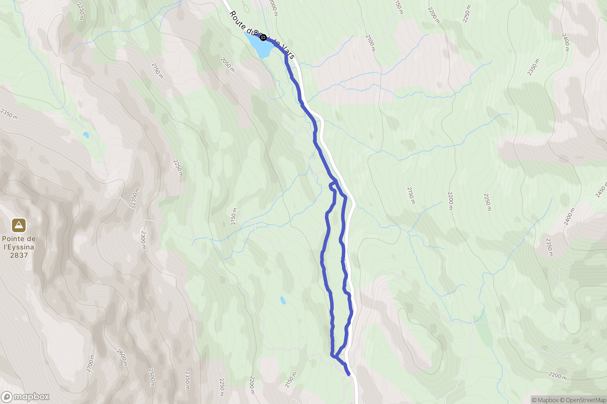 Vars : carte du parcours de randonnée - France