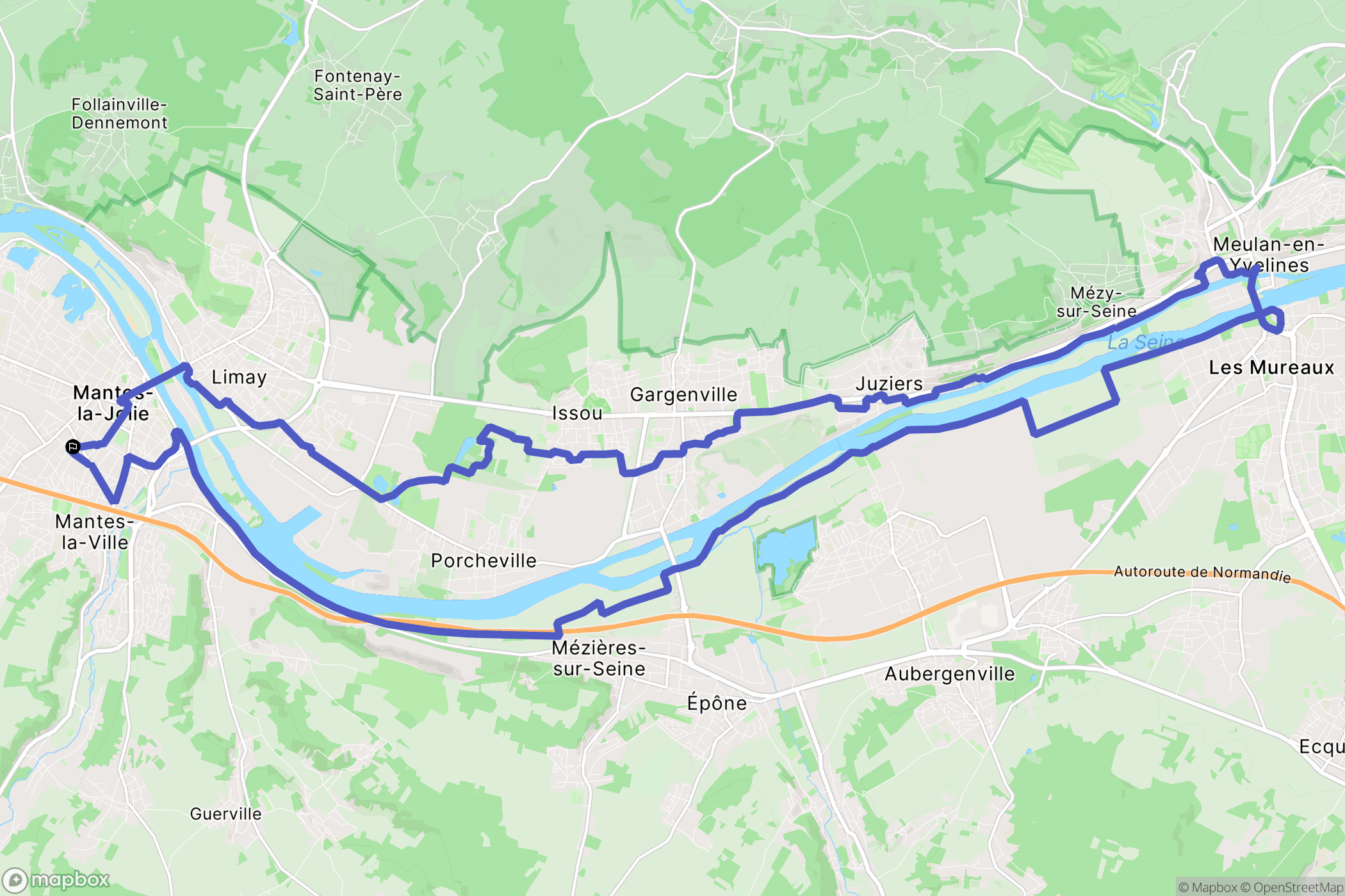 Mantes-la-Ville : carte du parcours de randonnée - France