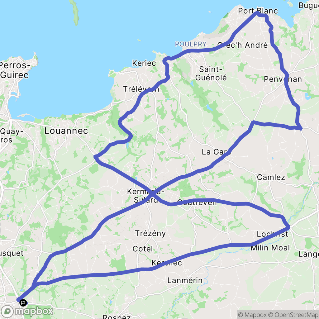 Lannion : carte du parcours de randonnée - France