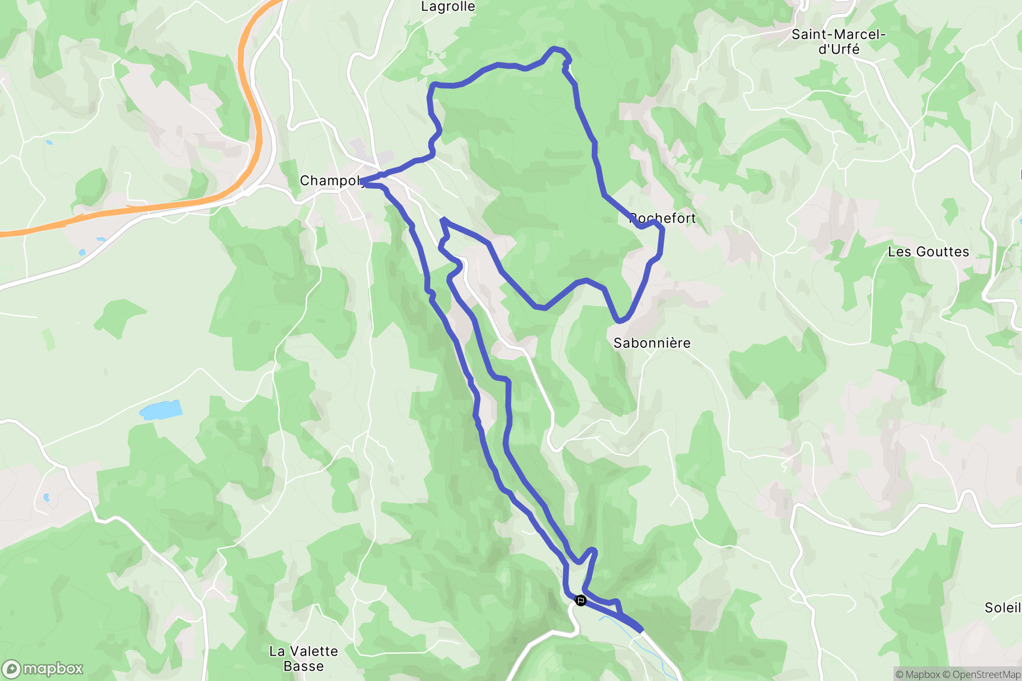 Champoly : carte du parcours de randonnée - France