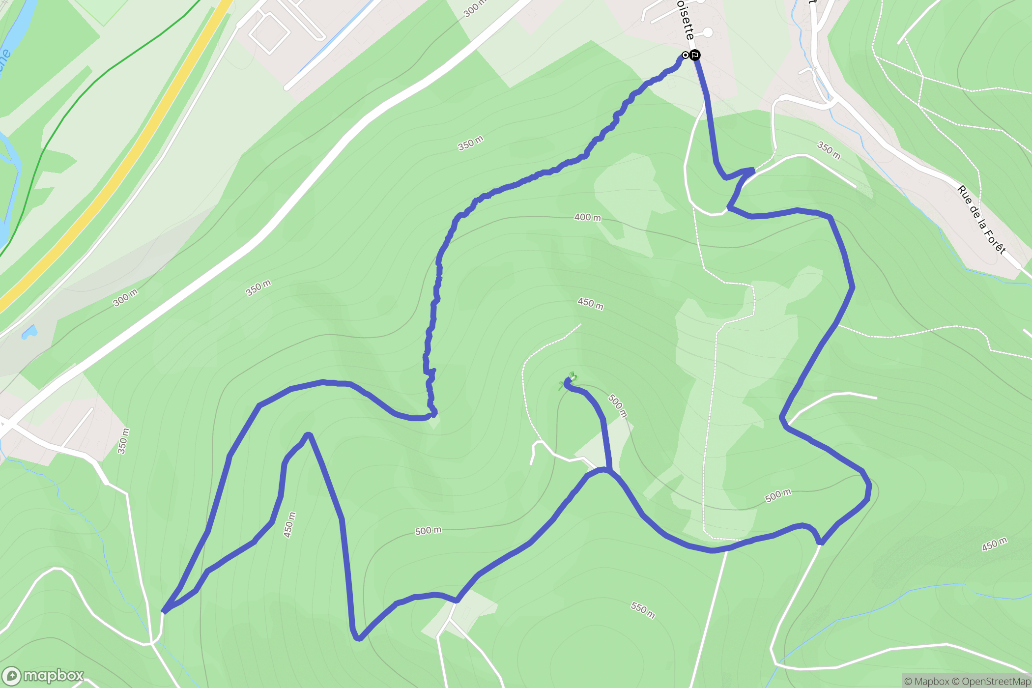 Russ : carte du parcours de randonnée - France