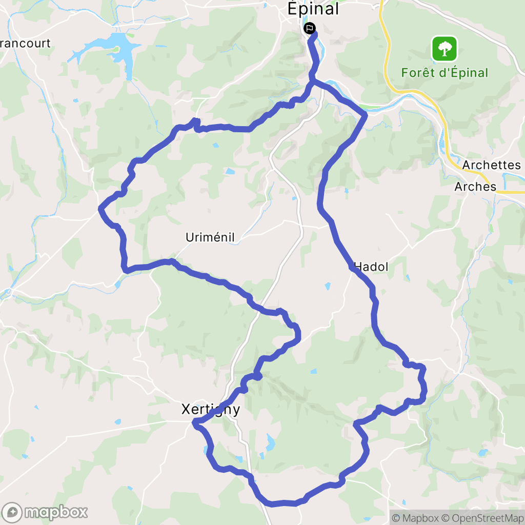 Épinal : carte du parcours de randonnée - France