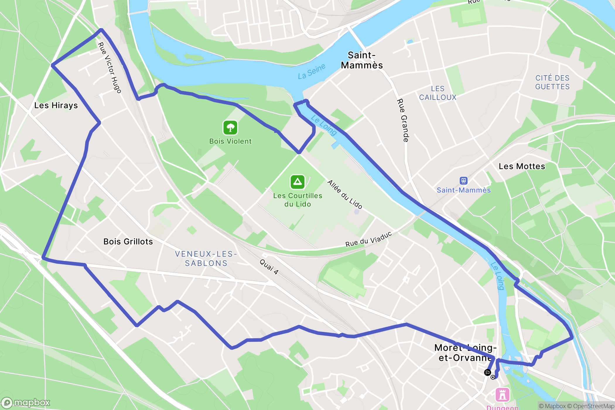 Moret-Loing-et-Orvanne : carte du parcours de randonnée - France