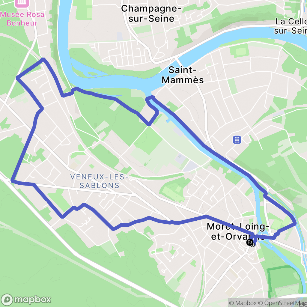 Moret-Loing-et-Orvanne : carte du parcours de randonnée - France