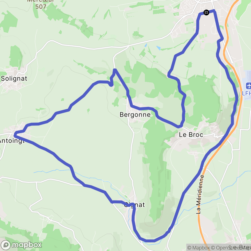 Issoire : carte du parcours de randonnée - France