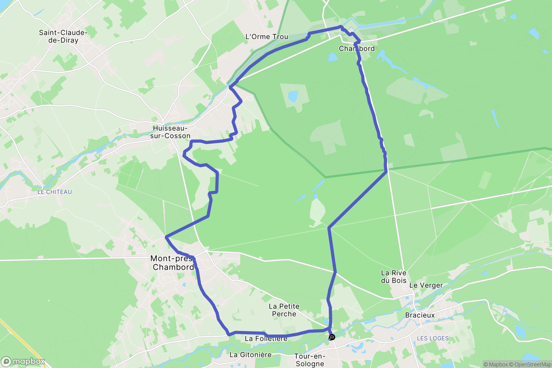 Tour-en-Sologne : carte du parcours de randonnée - France