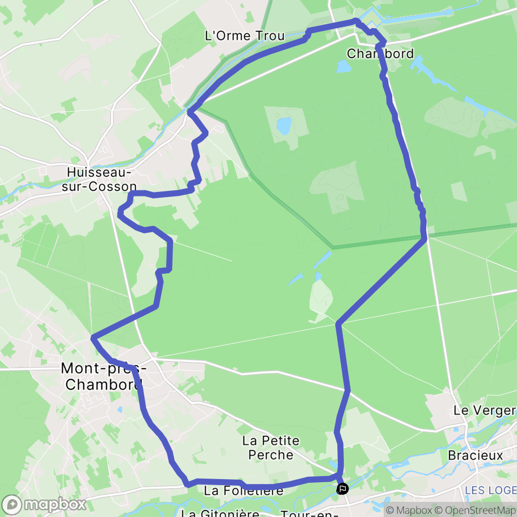 Tour-en-Sologne : carte du parcours de randonnée - France