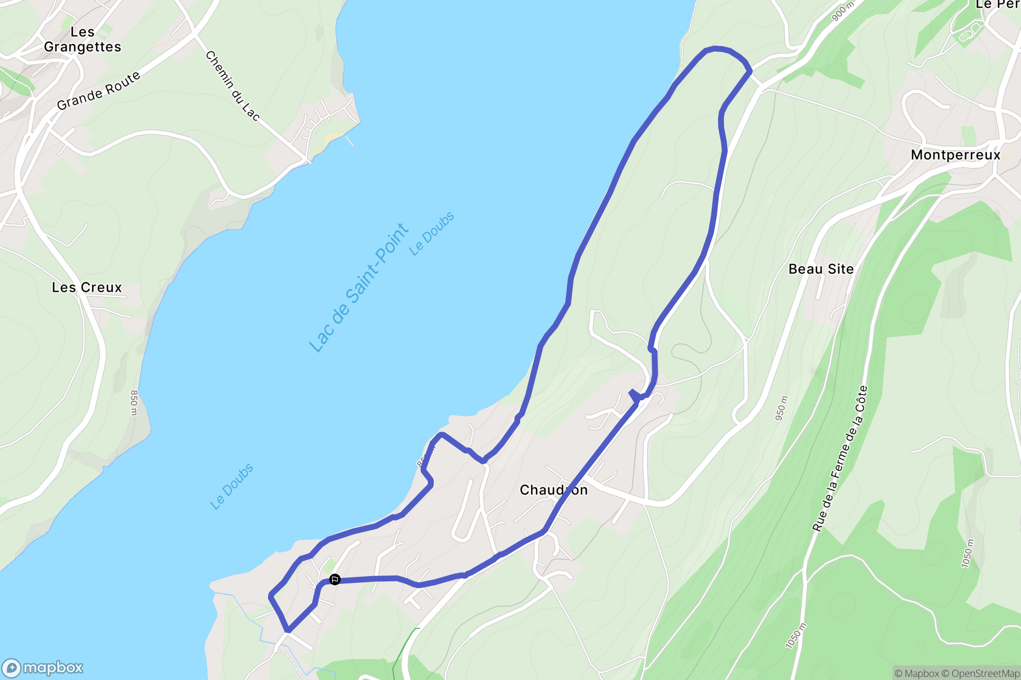 Montperreux : carte du parcours de randonnée - France