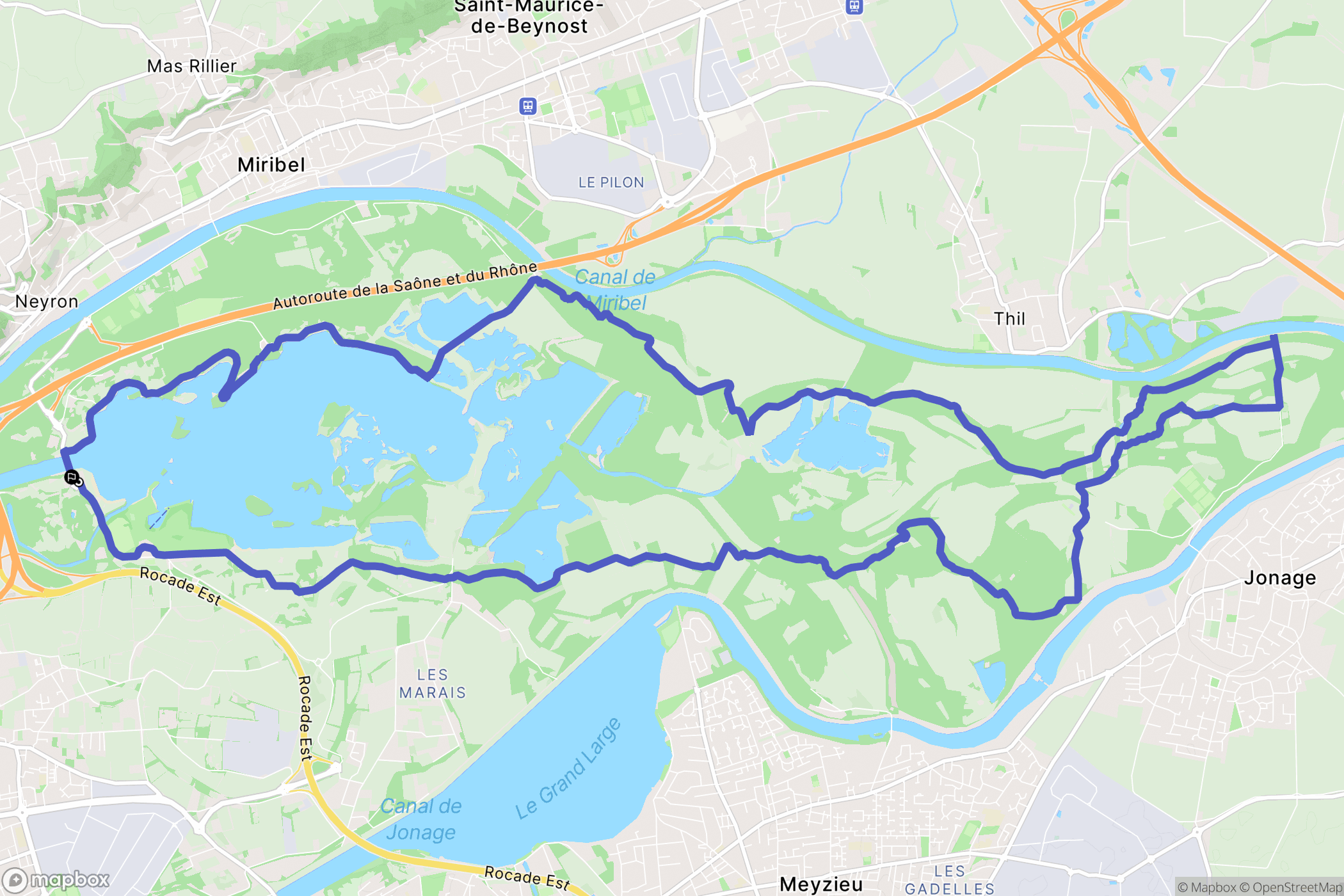 Vaulx-en-Velin : carte du parcours de randonnée - France