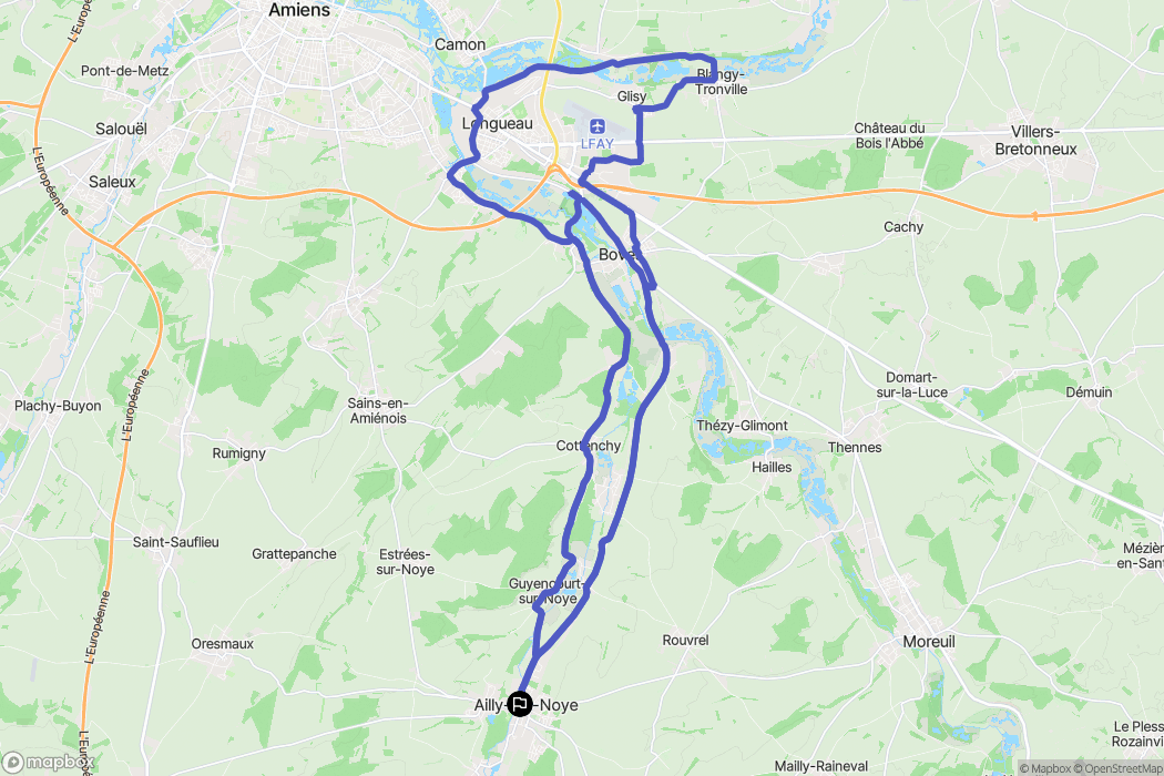 Ailly-sur-Noye : carte du parcours de randonnée - France