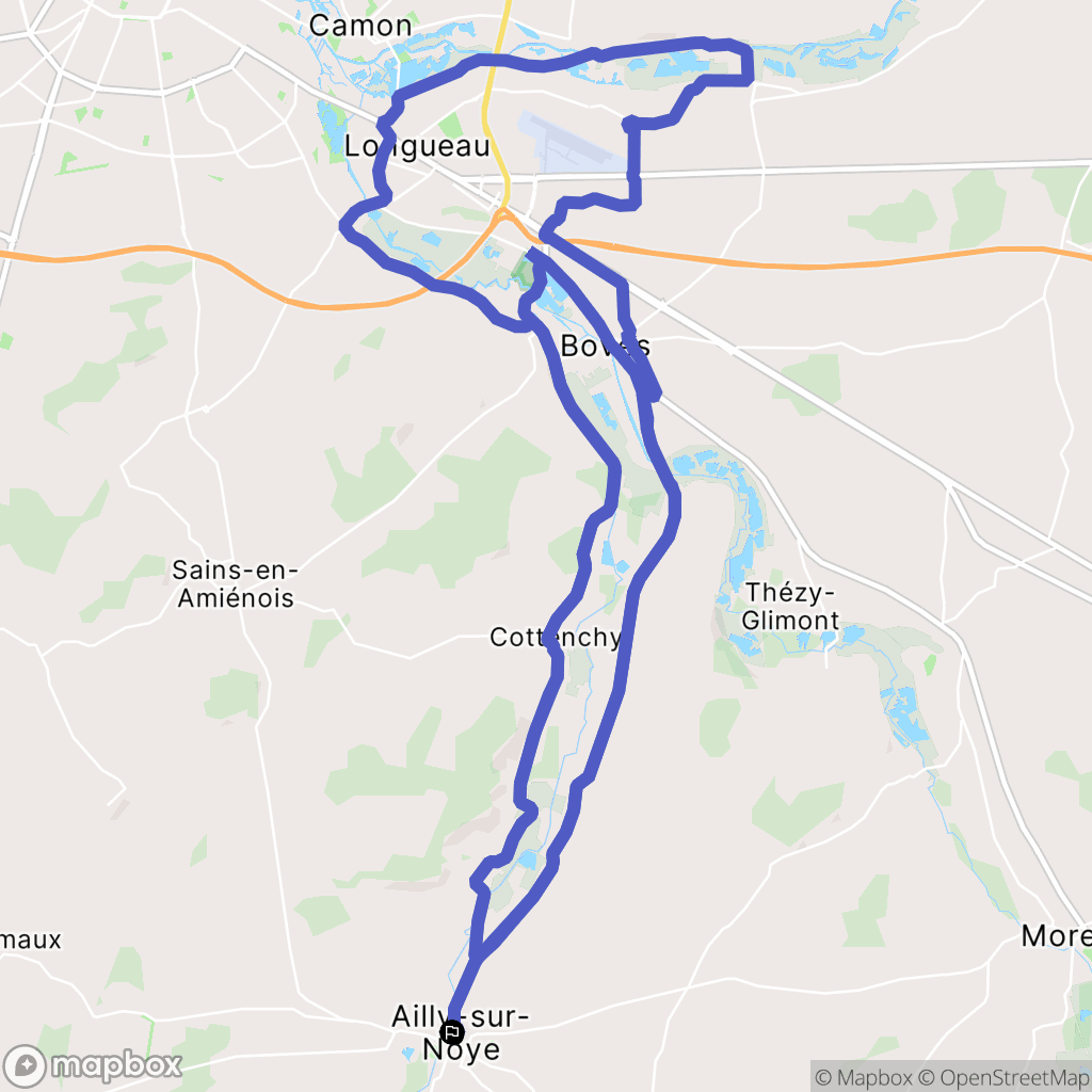 Ailly-sur-Noye : carte du parcours de randonnée - France