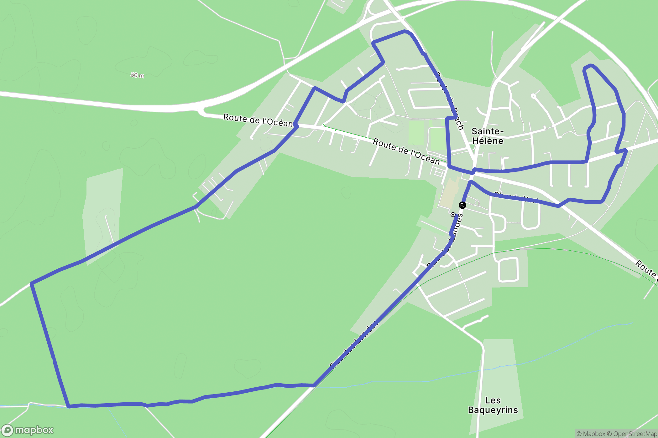 Sainte-Hélène : carte du parcours de randonnée - France