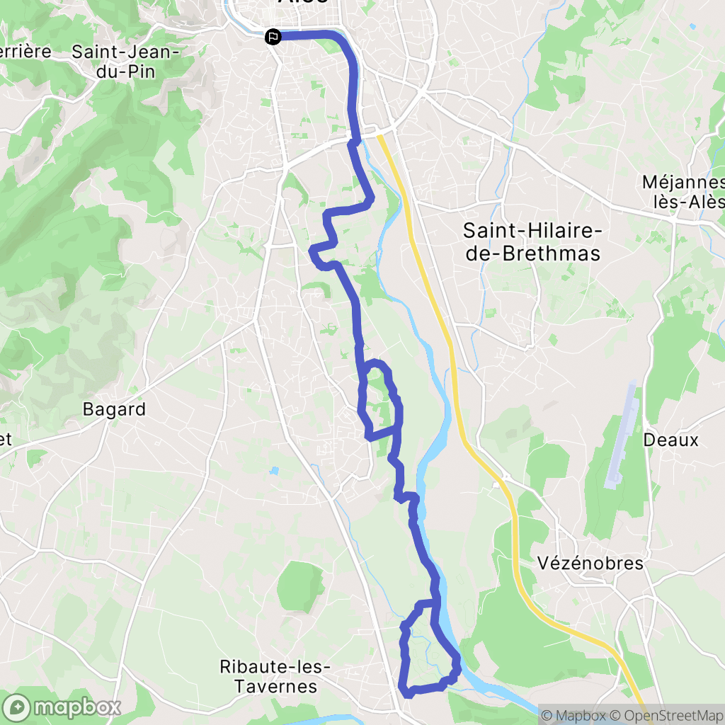 Alès : carte du parcours de randonnée - France