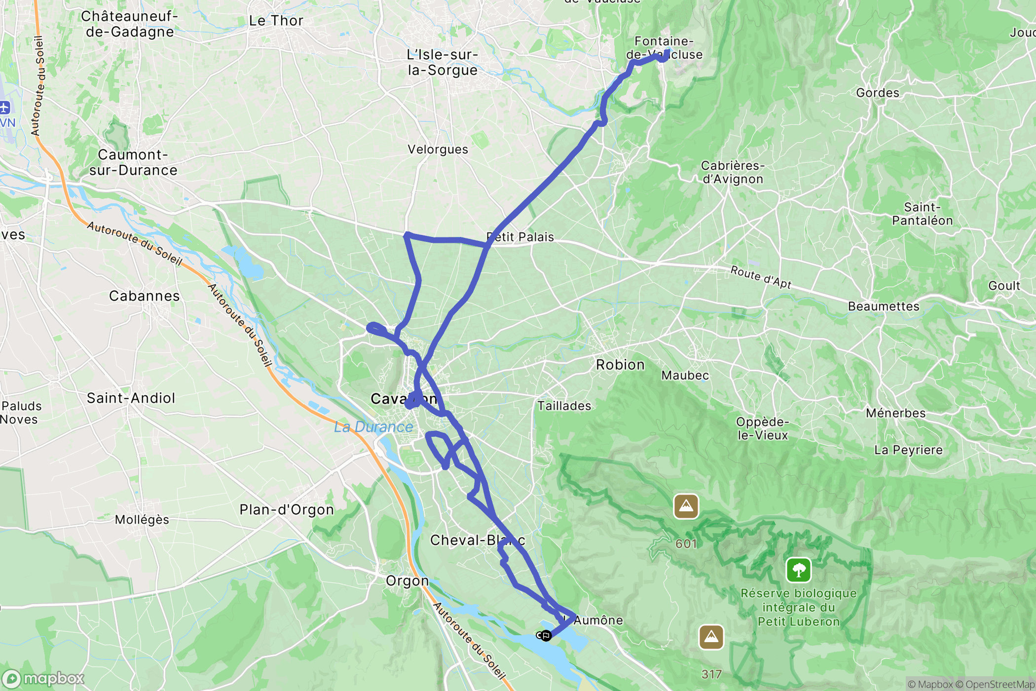 Cheval-Blanc : carte du parcours de randonnée - France