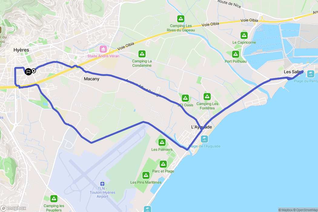 Hyères : carte du parcours de randonnée - France