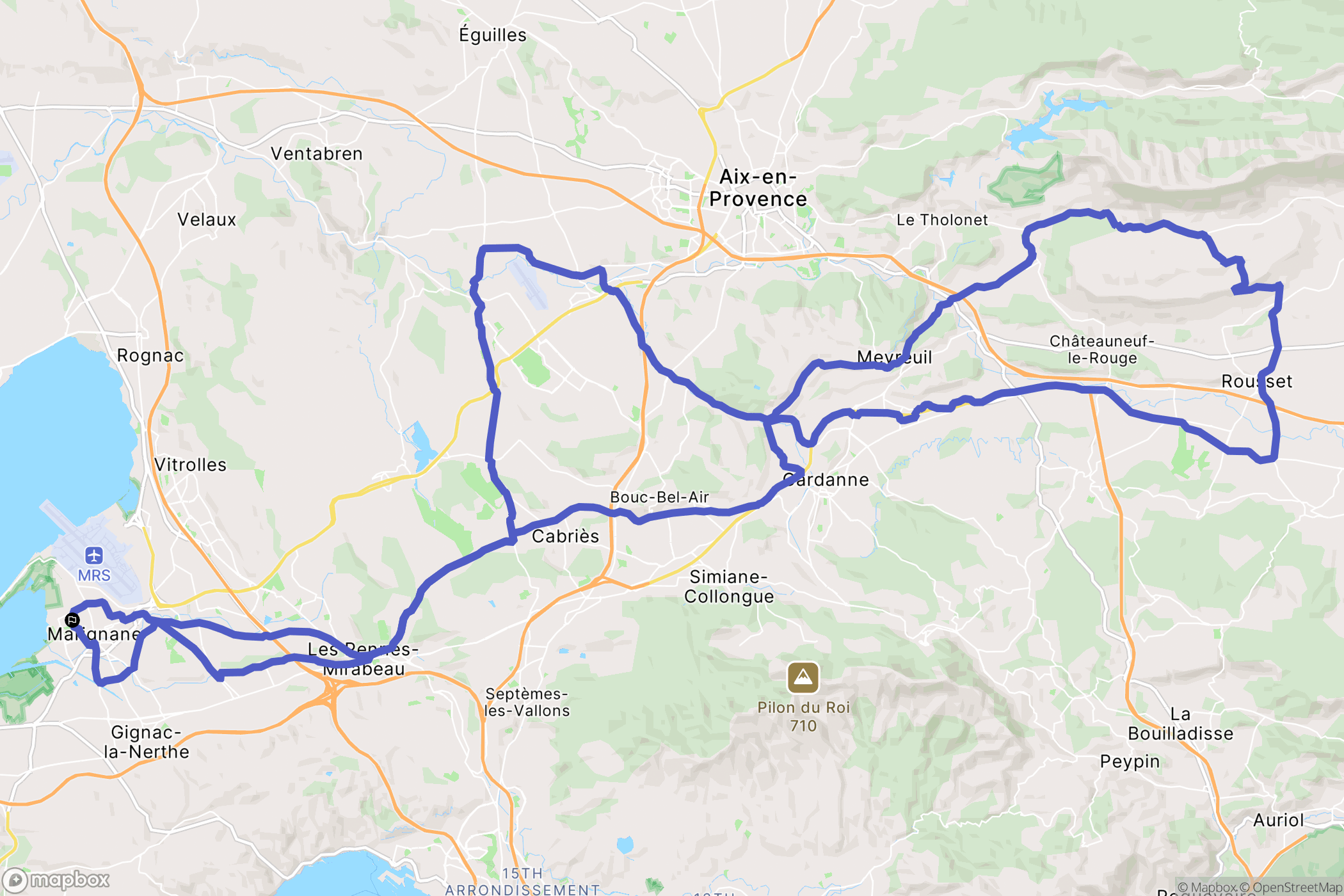 Marignane : carte du parcours de randonnée - France