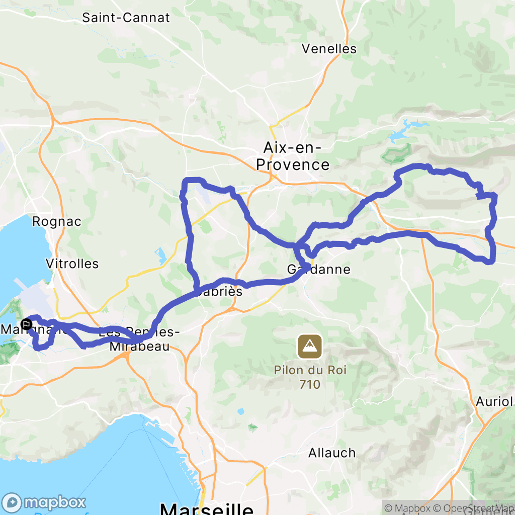 Marignane : carte du parcours de randonnée - France