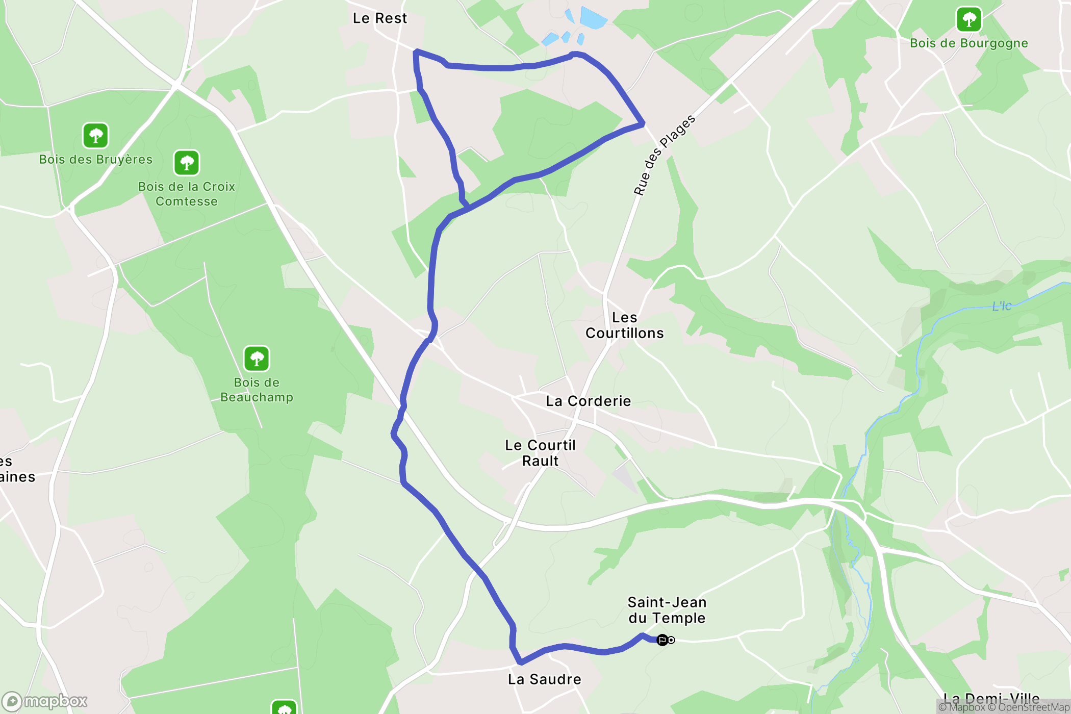 Plélo : carte du parcours de randonnée - France