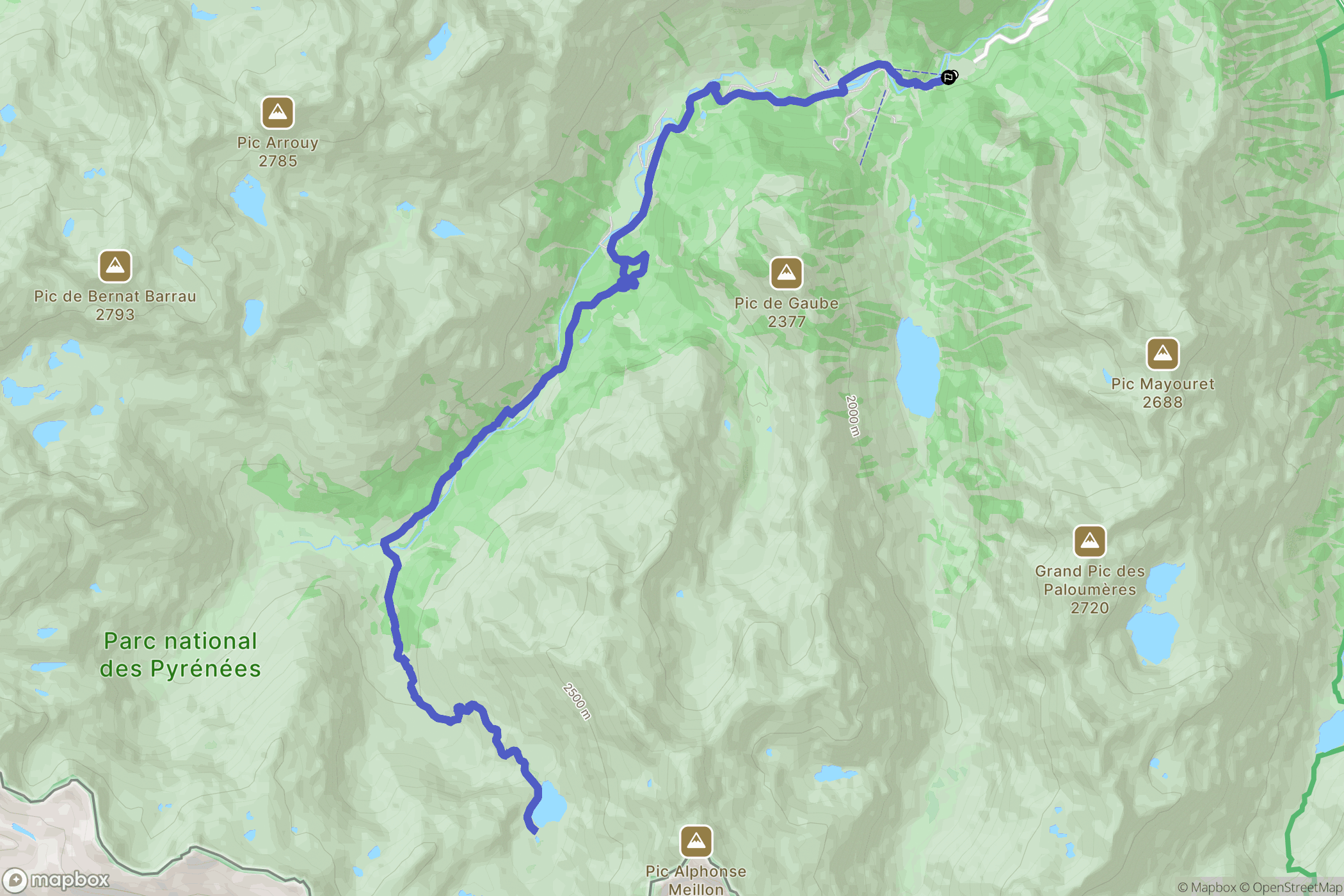 Cauterets : carte du parcours de randonnée - France