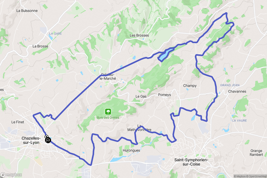 Chazelles-sur-Lyon : carte du parcours de randonnée - France