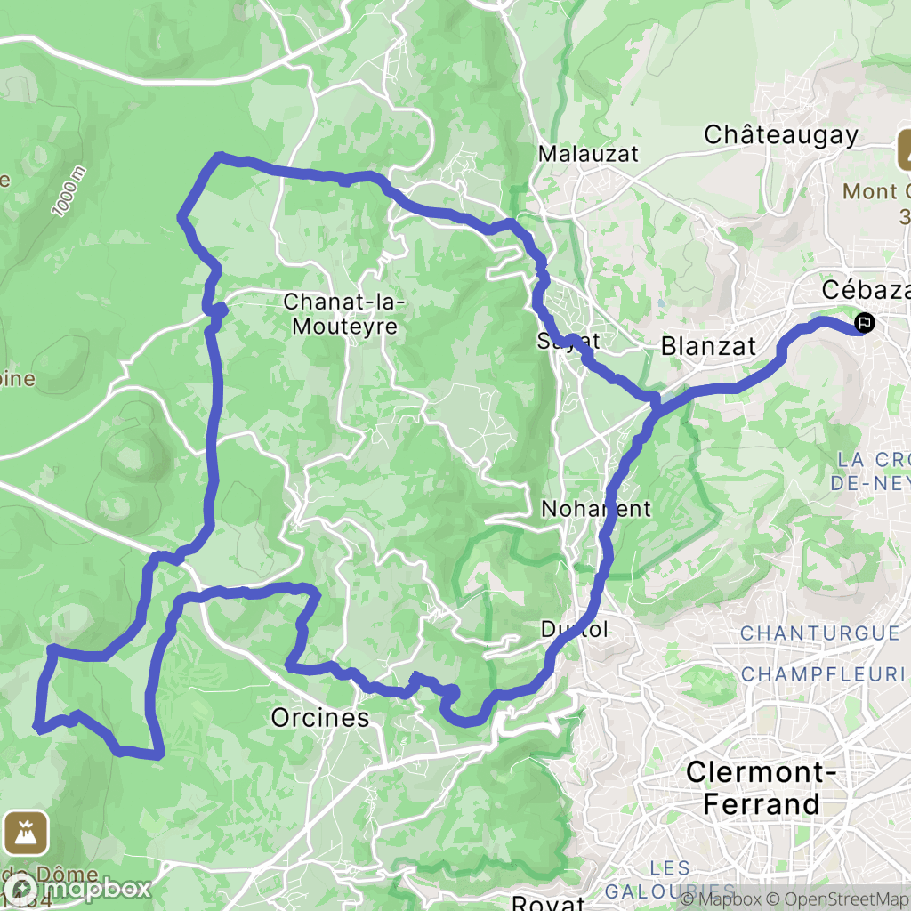 Cébazat : carte du parcours de randonnée - France