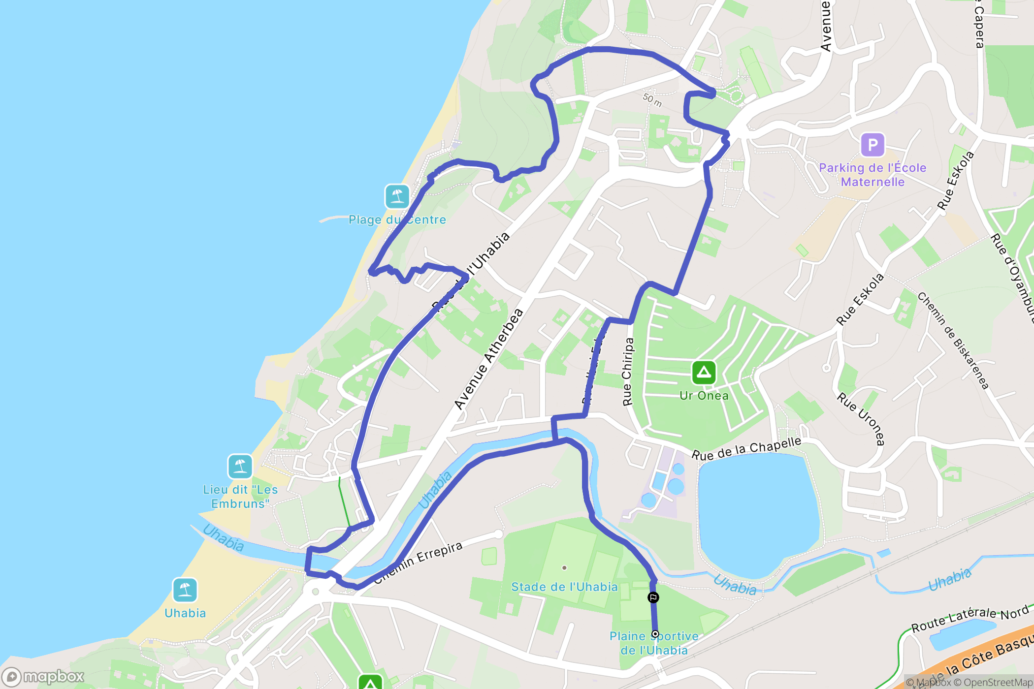 Bidart : carte du parcours de randonnée - France