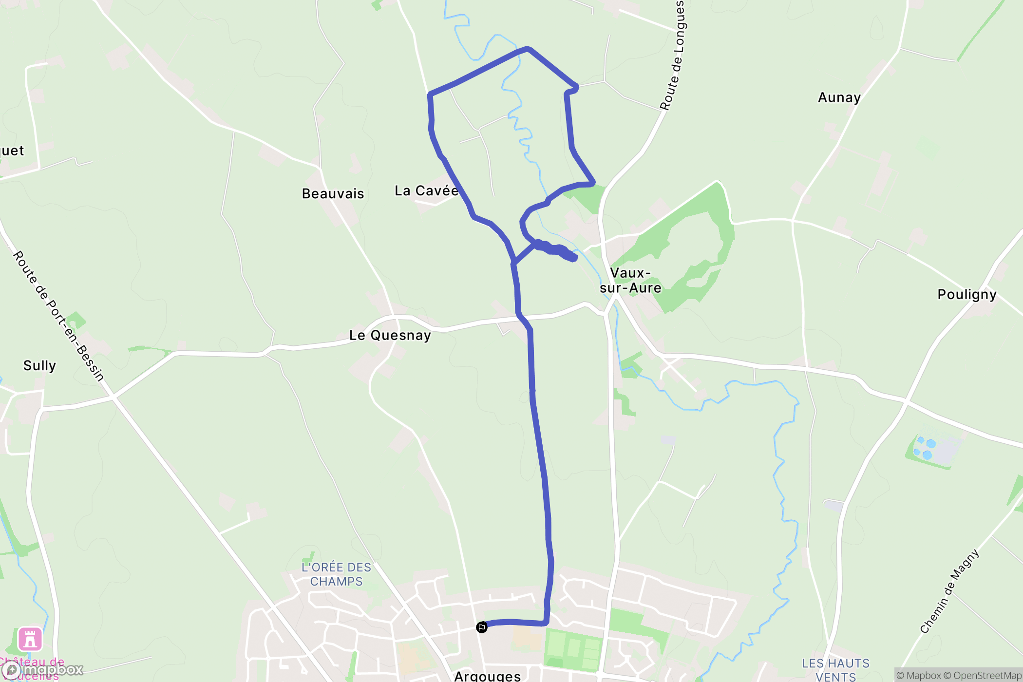 Bayeux : carte du parcours de randonnée - France