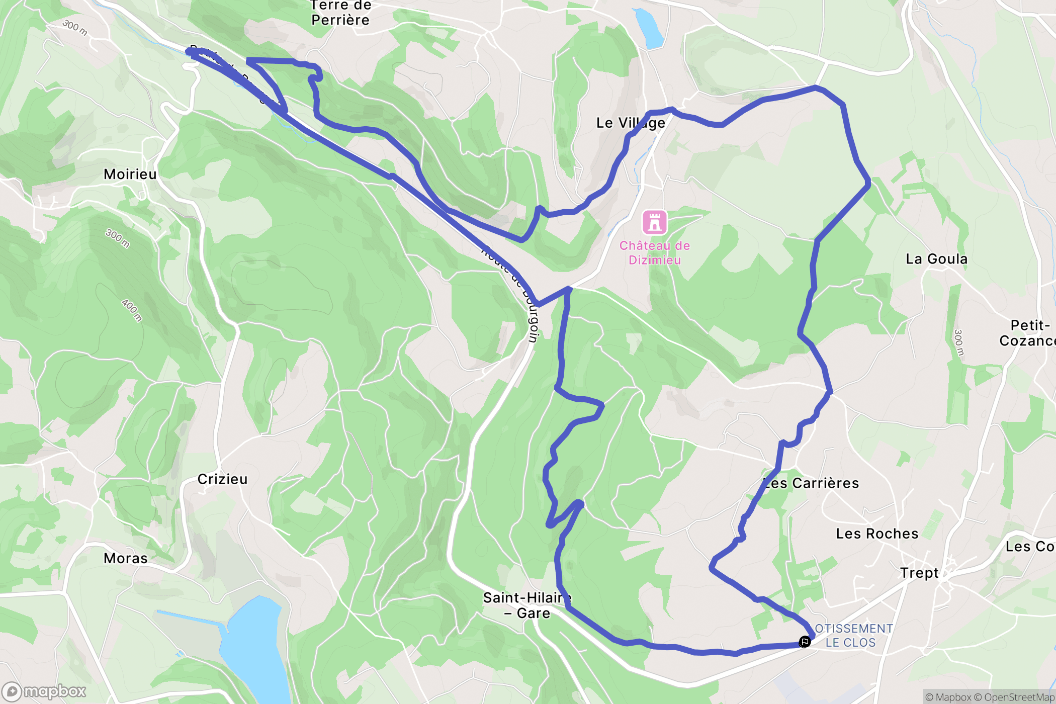 Trept : carte du parcours de randonnée - France