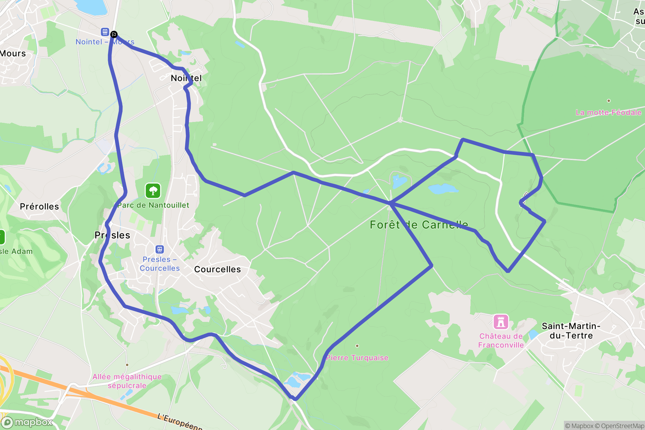 Nointel : carte du parcours de randonnée - France