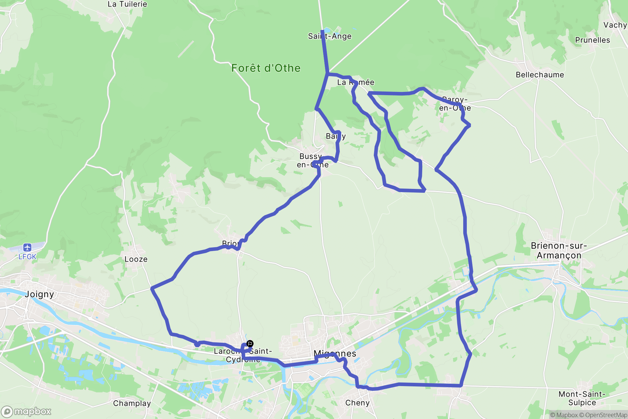 Laroche-Saint-Cydroine : carte du parcours de randonnée - France