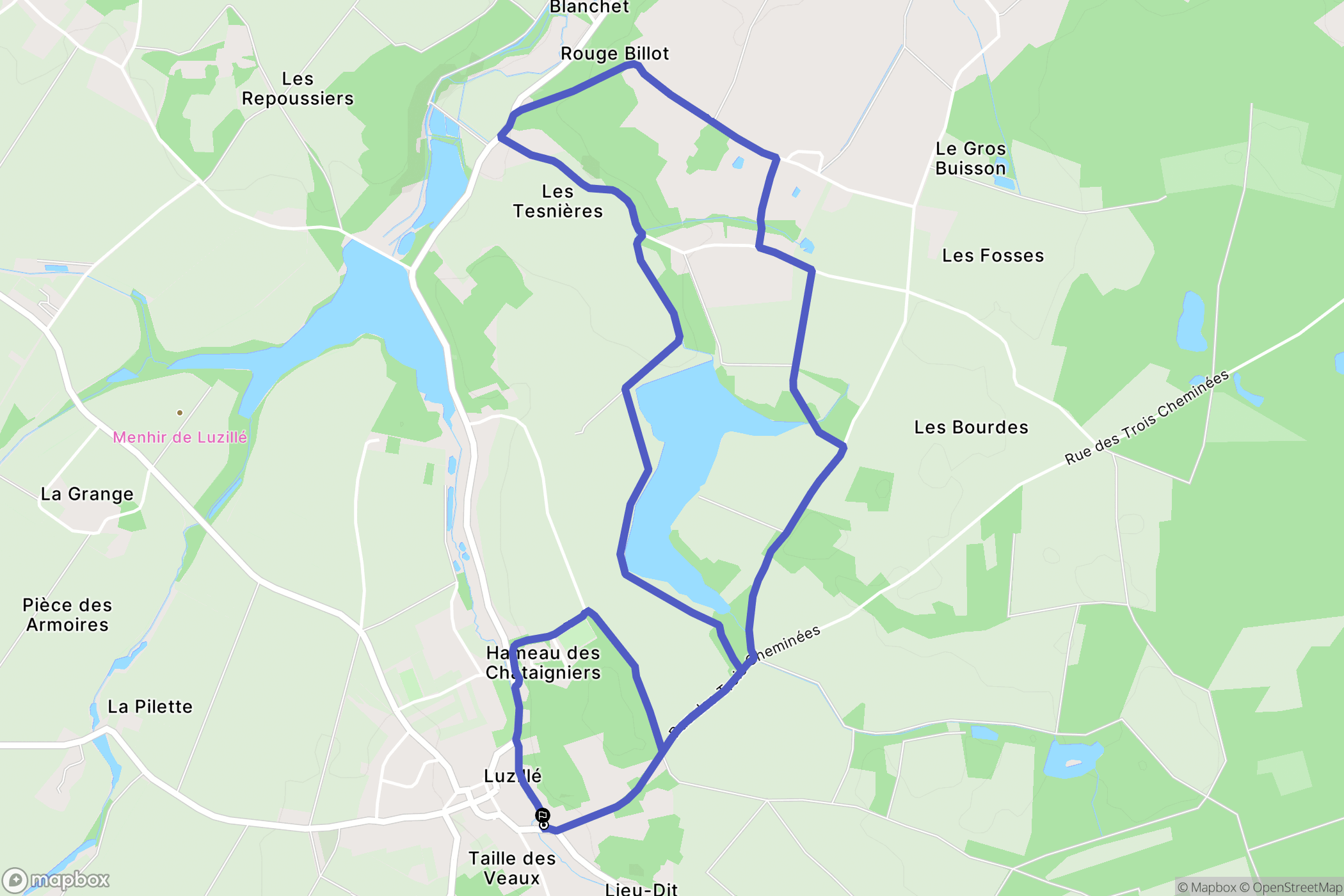 Luzillé : carte du parcours de randonnée - France