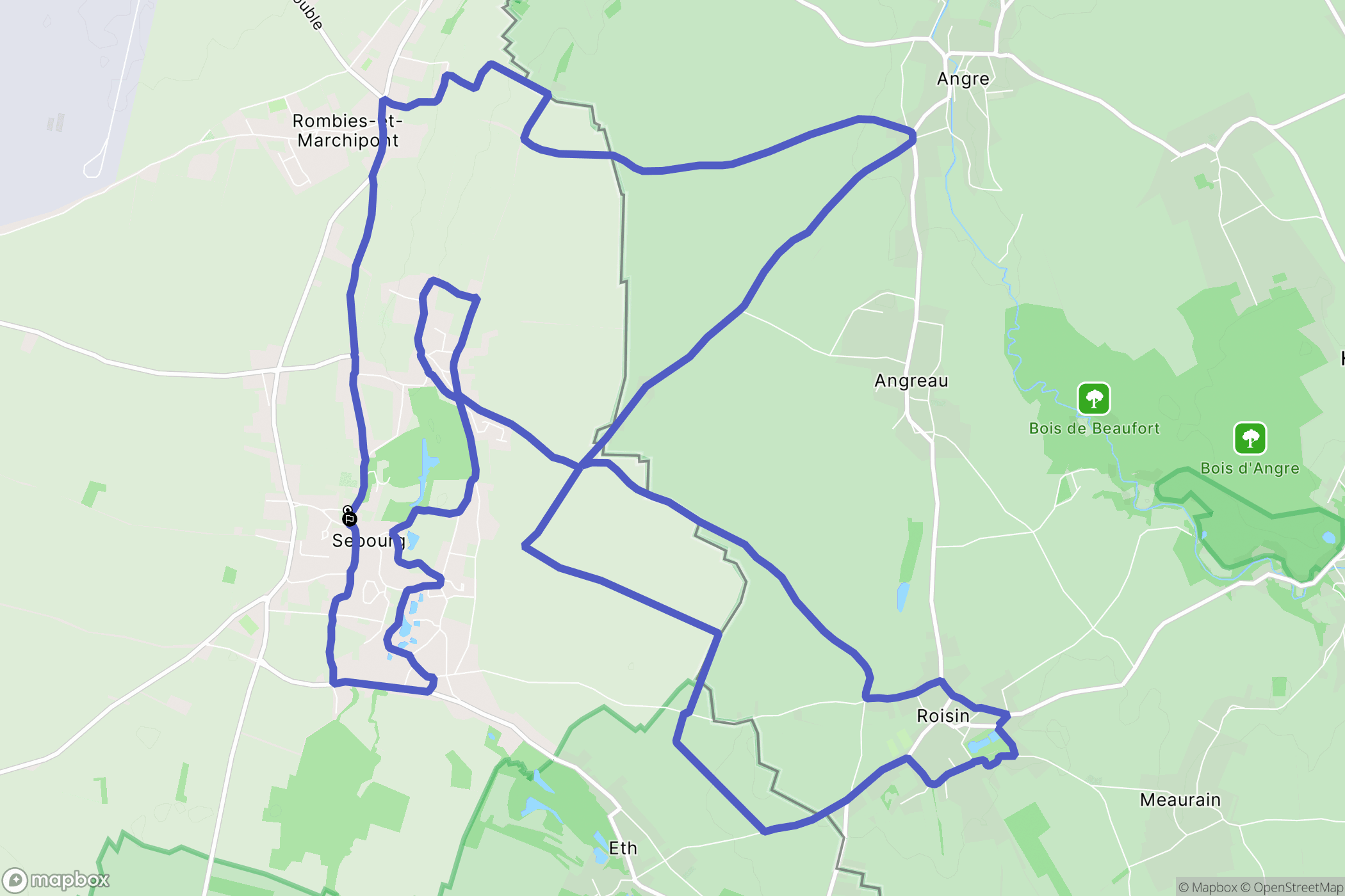 Sebourg : carte du parcours de randonnée - France