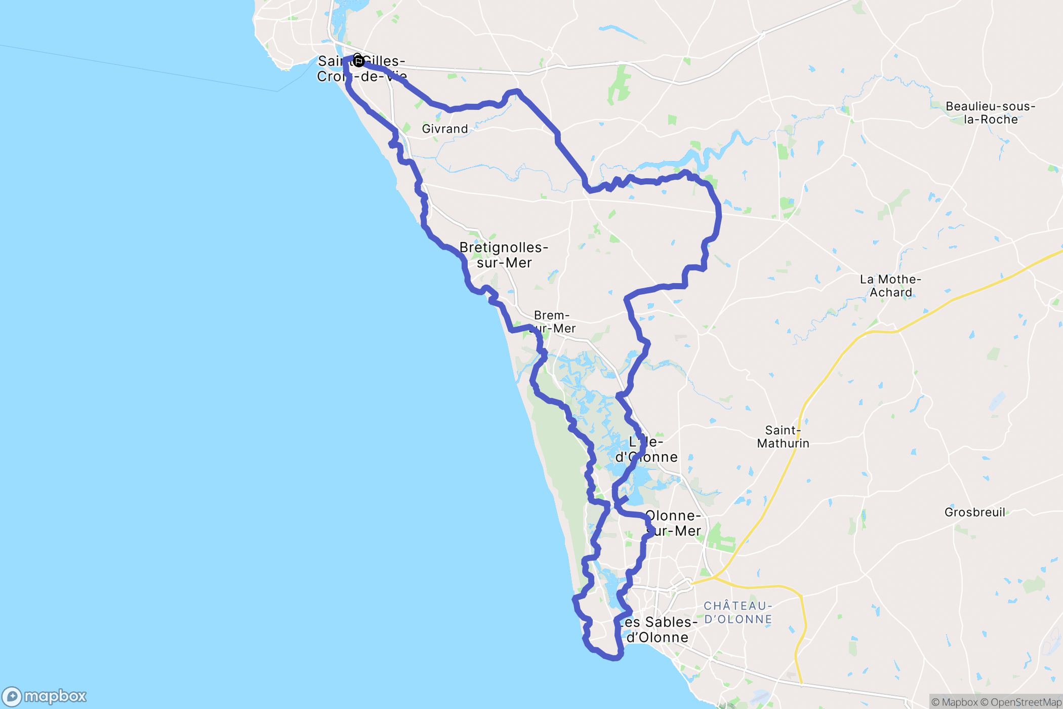 Saint-Gilles-Croix-de-Vie : carte du parcours de randonnée - France