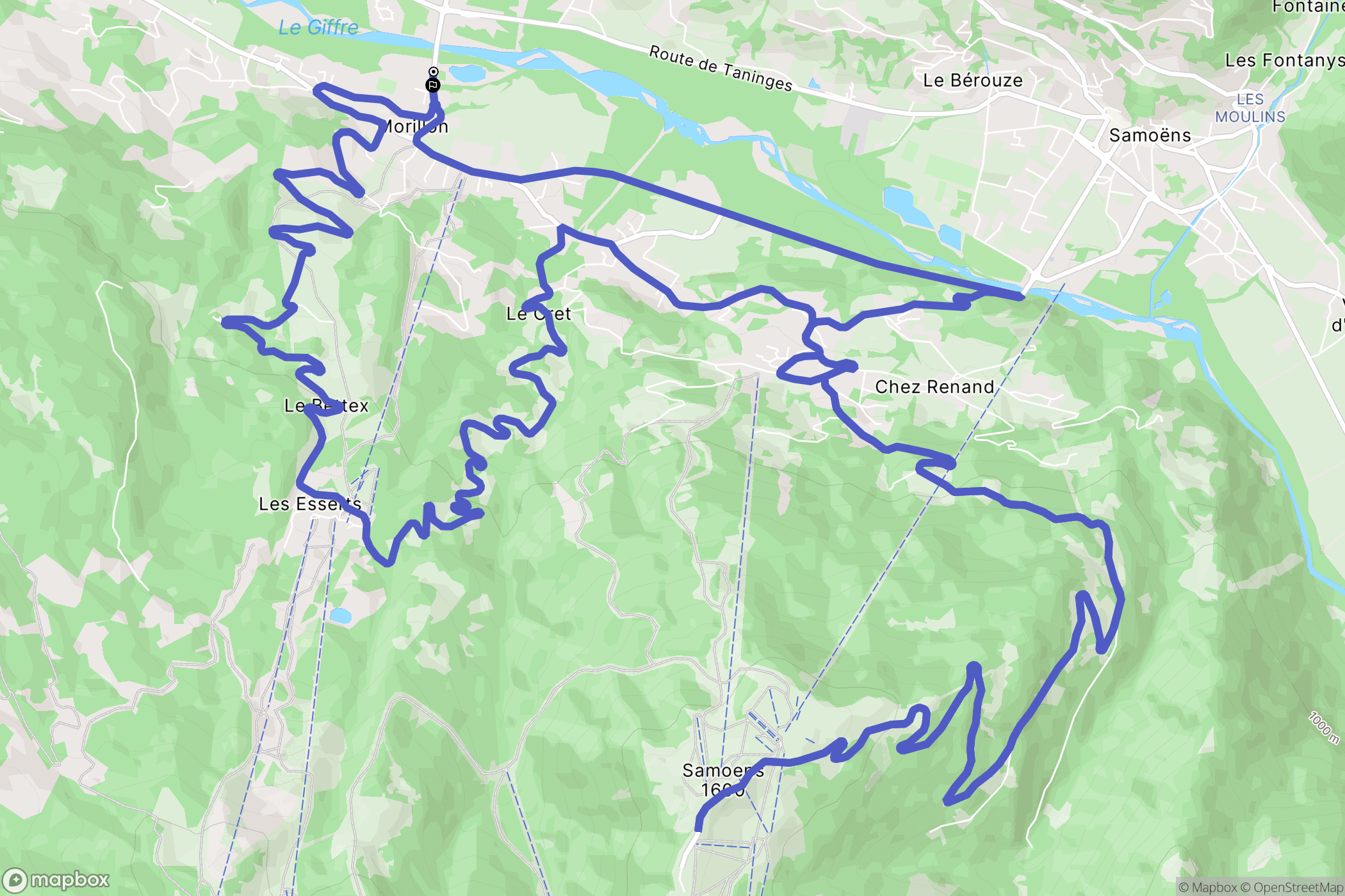Morillon : carte du parcours de randonnée - France