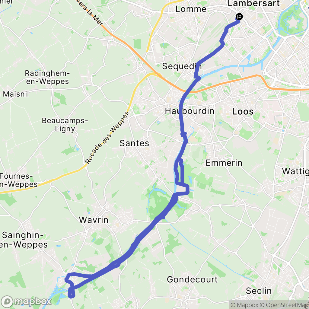 Lille : carte du parcours de randonnée - France