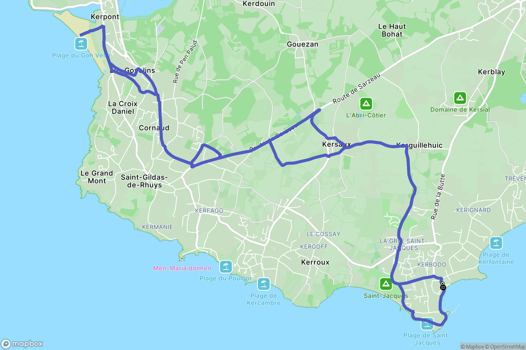 Sarzeau : carte du parcours de randonnée - France