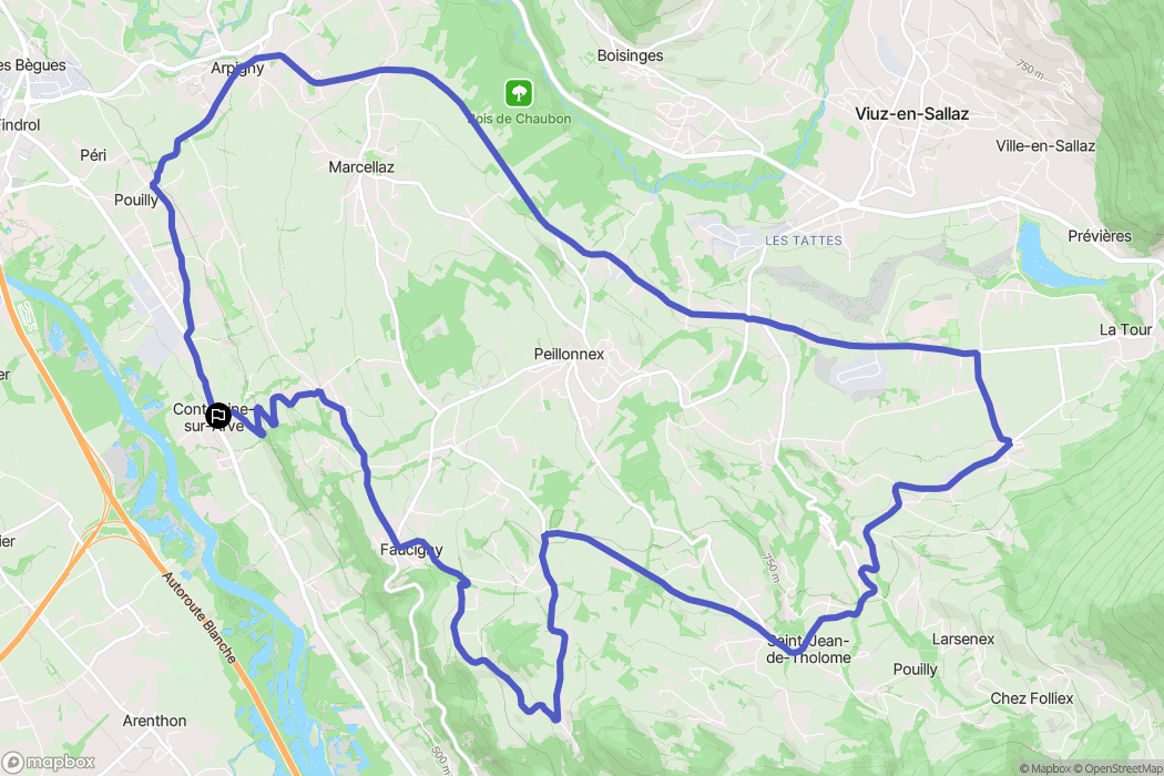 Contamine-sur-Arve : carte du parcours de randonnée - France