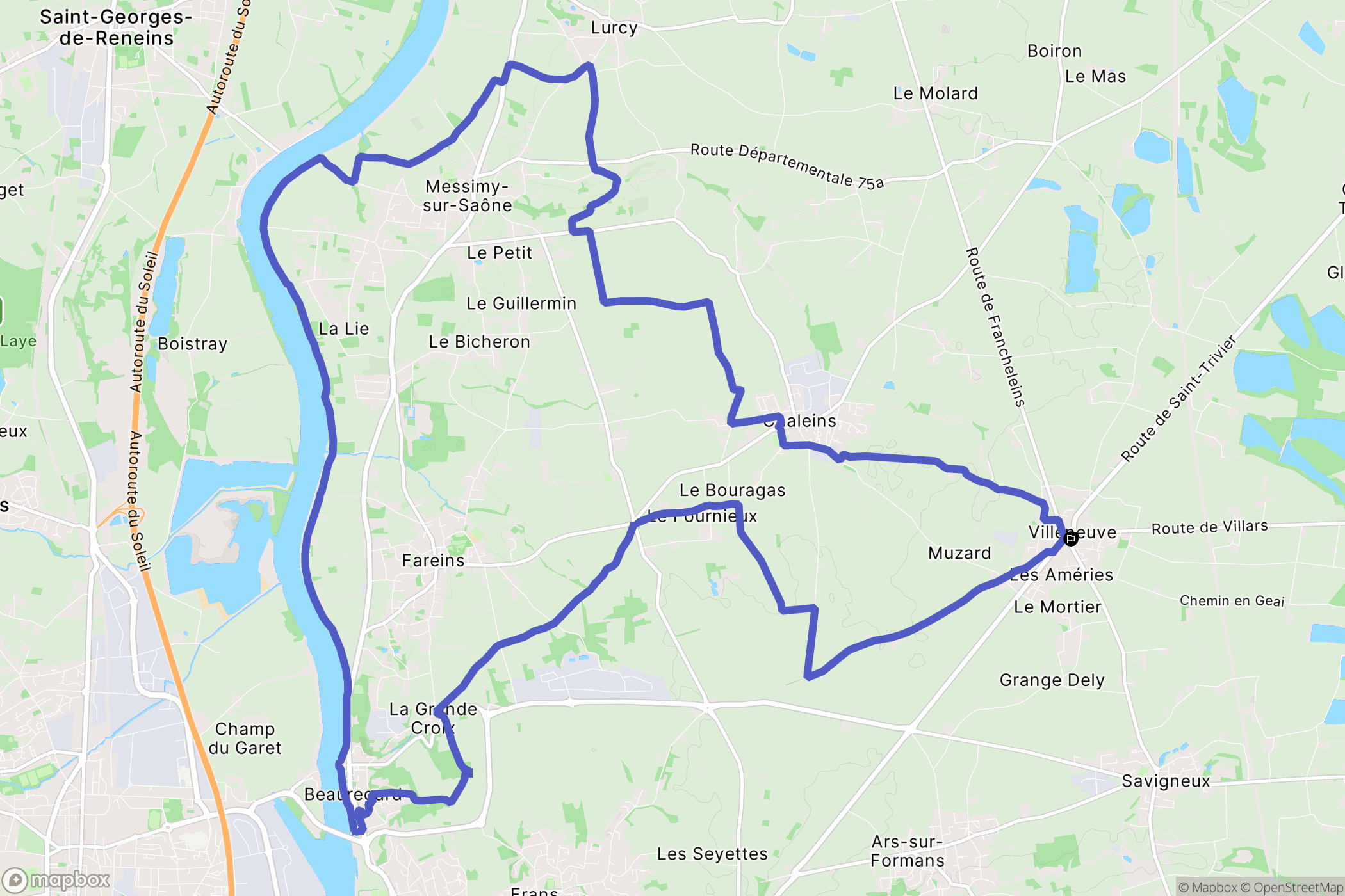 Villeneuve : carte du parcours de randonnée - France