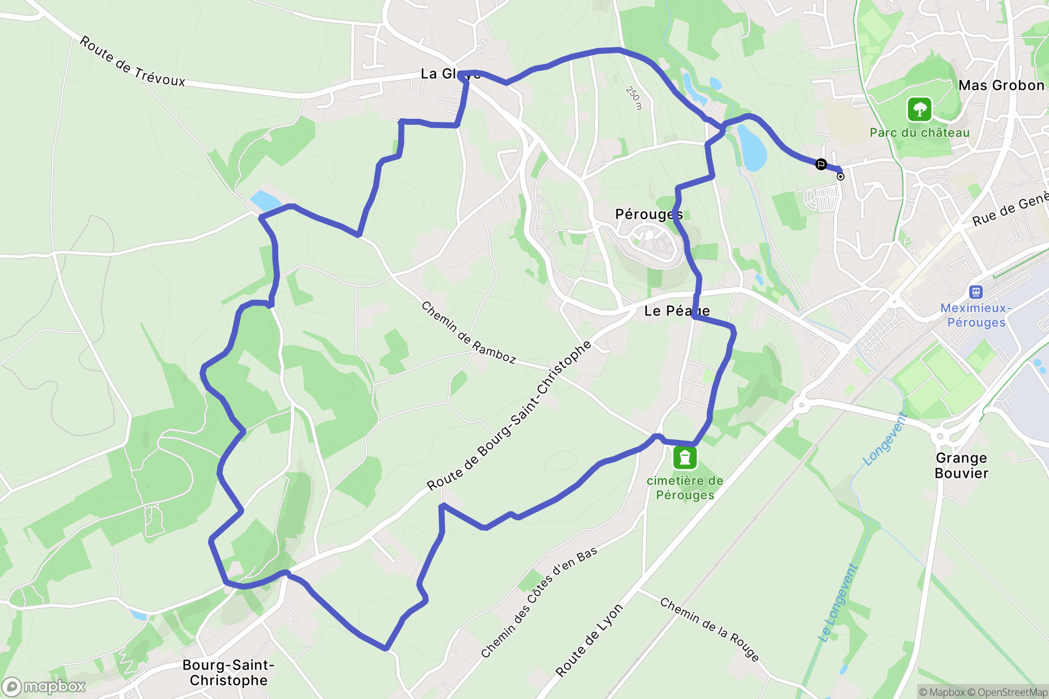 Meximieux : carte du parcours de randonnée - France