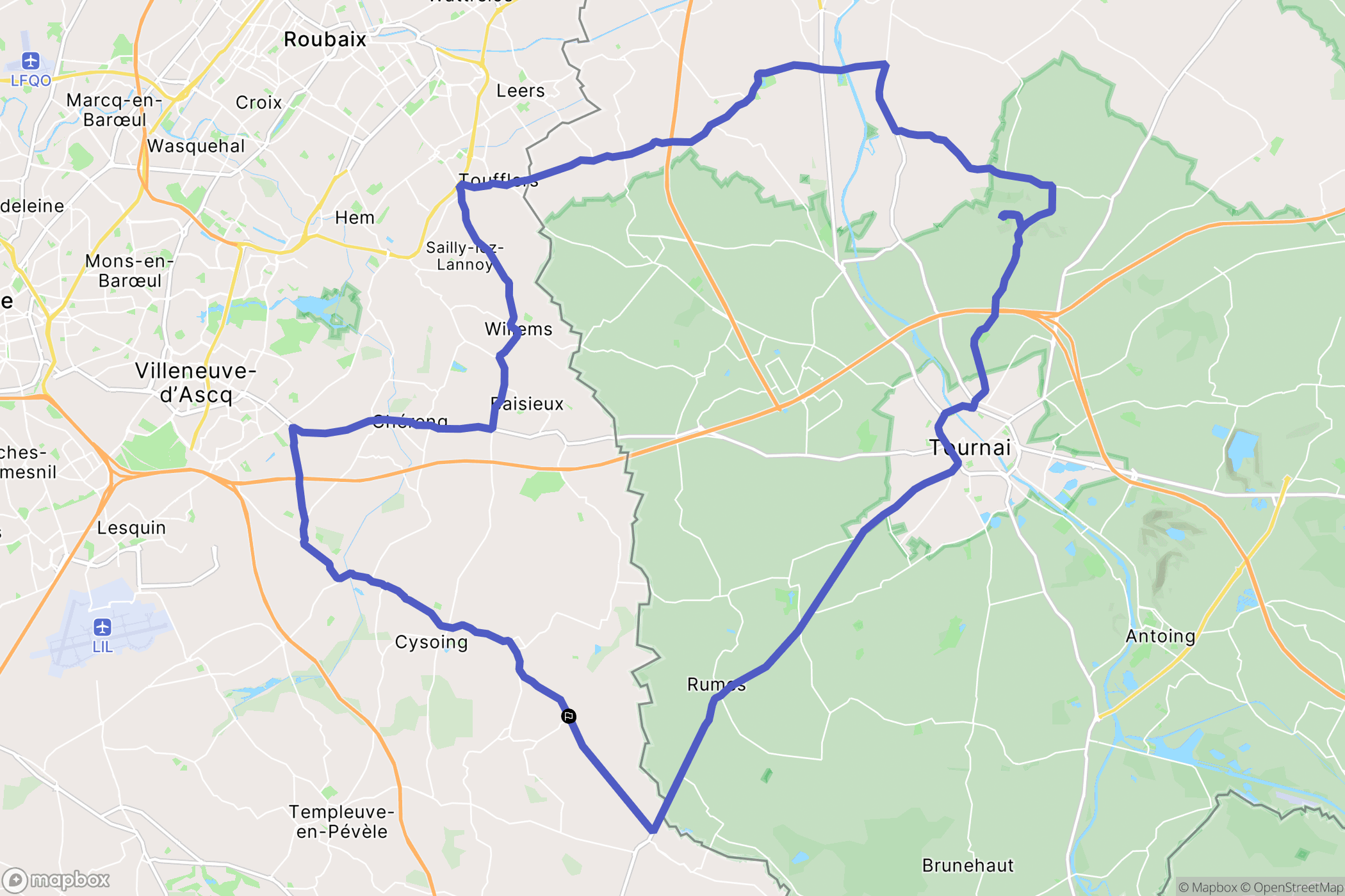 Bachy : carte du parcours de randonnée - France