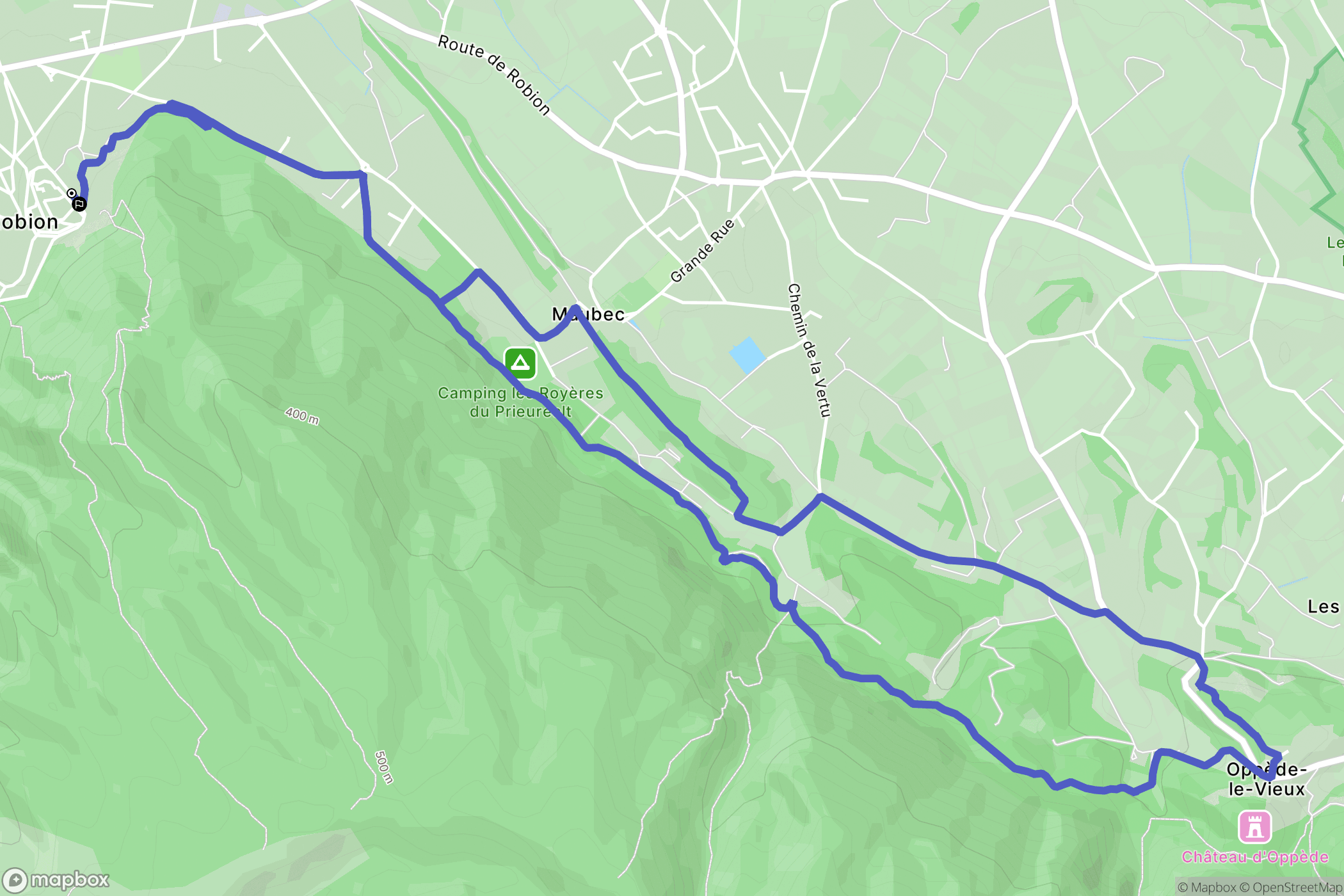 Robion : carte du parcours de randonnée - France