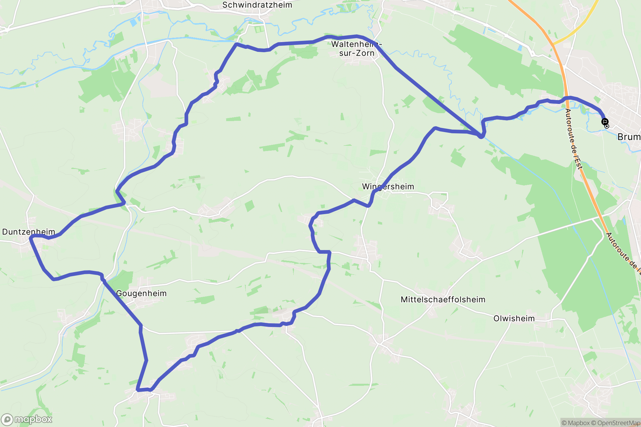 Brumath : carte du parcours de randonnée - France